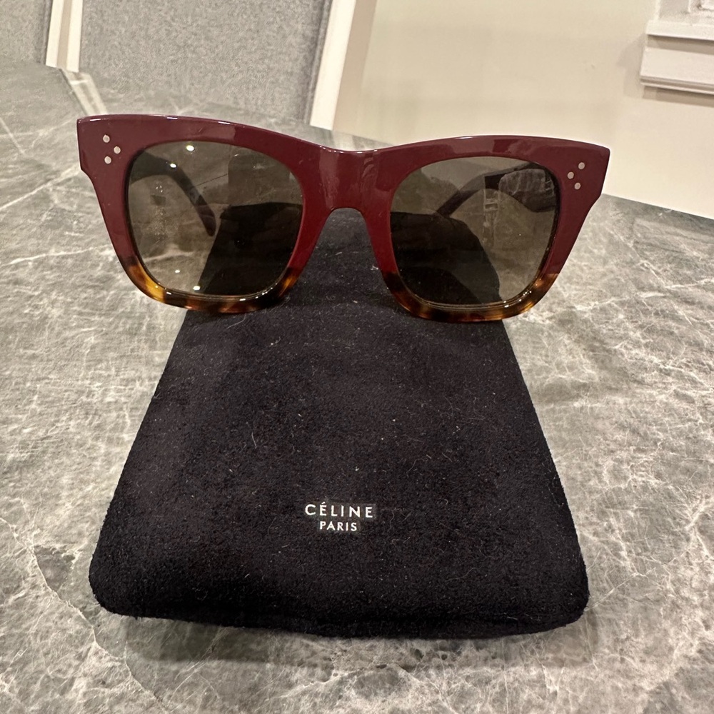 Women's CELINE Red and Brown Sunglasses
